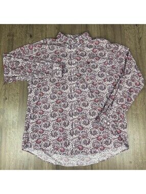 Cinch Western Wear Burgundy/Black Paisley Button Up Long Sleeve Shirt Size XL